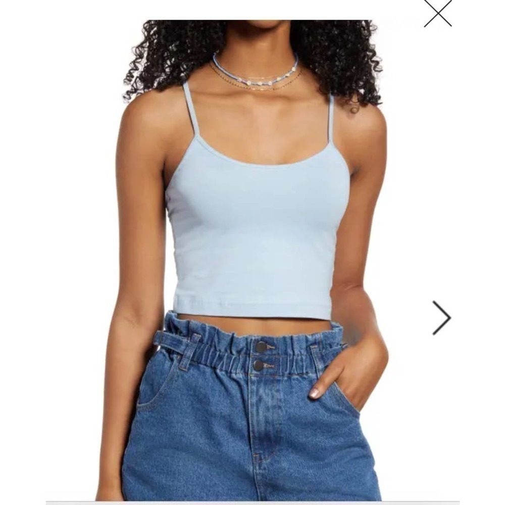 NWT BP. Crop Knit Camisole in blue cashmere 3X